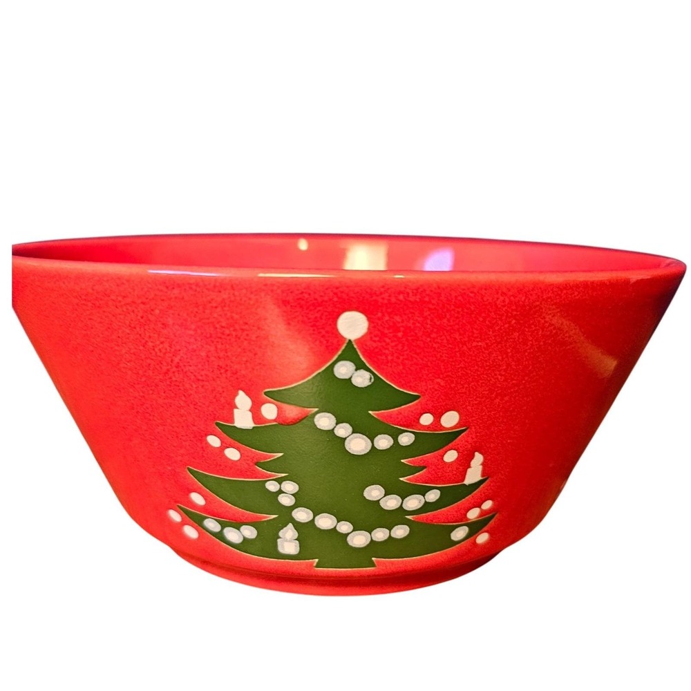 Vintage Waechtersbach Germany Red Ceramic Christmas Tree Serving Bowl 9 inch